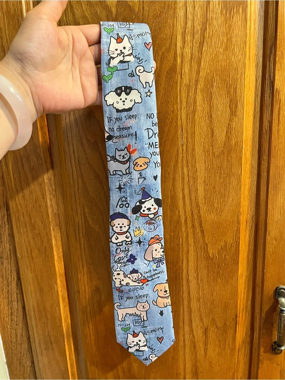 Pet-Themed Blue Cat & Dog Necktie for Cat Lovers